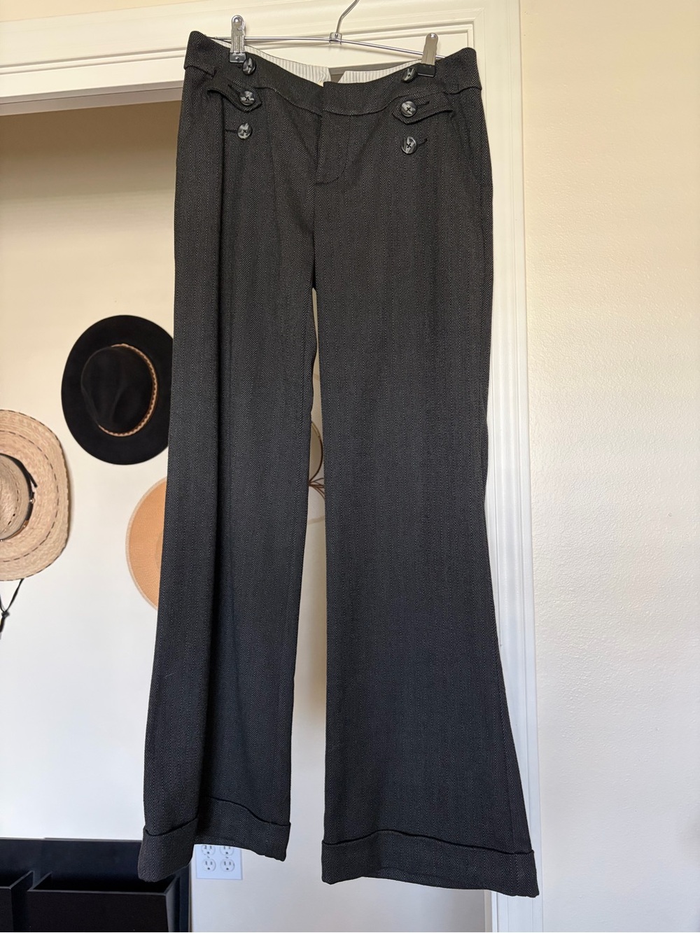 Anthropologie Black Wide-Leg Sailor-Style Trousers